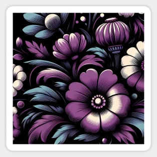 Violet Floral Illustration Sticker